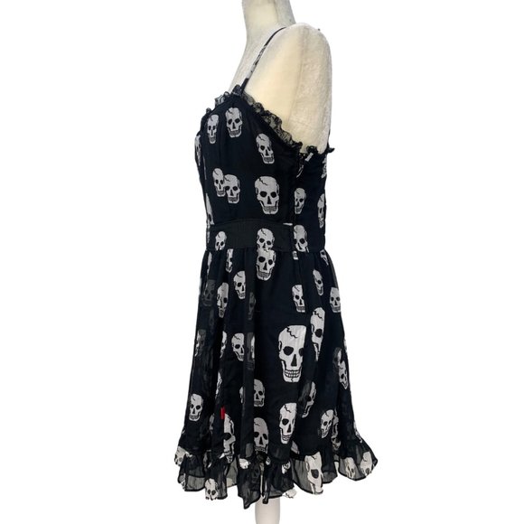 TRIPP NYC Skull Chiffon Dress Ruffles Goth Black Size Large - Picture 3 of 13
